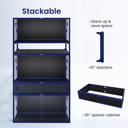 50 Gallon Bearded Dragon Tank, Reptile Enclosure for Easy Maintenance, Front Opening Reptile Tank with Top Screen Ventilation & Glass Sliding Door 36''x18''x18''