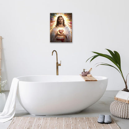 Christian Jesus Wall Art Religion Canvas Wall Decor Prints Framed Painting Jesus Pictures Gifts Artwork for Bathroom Living Dining Church 16"x20"