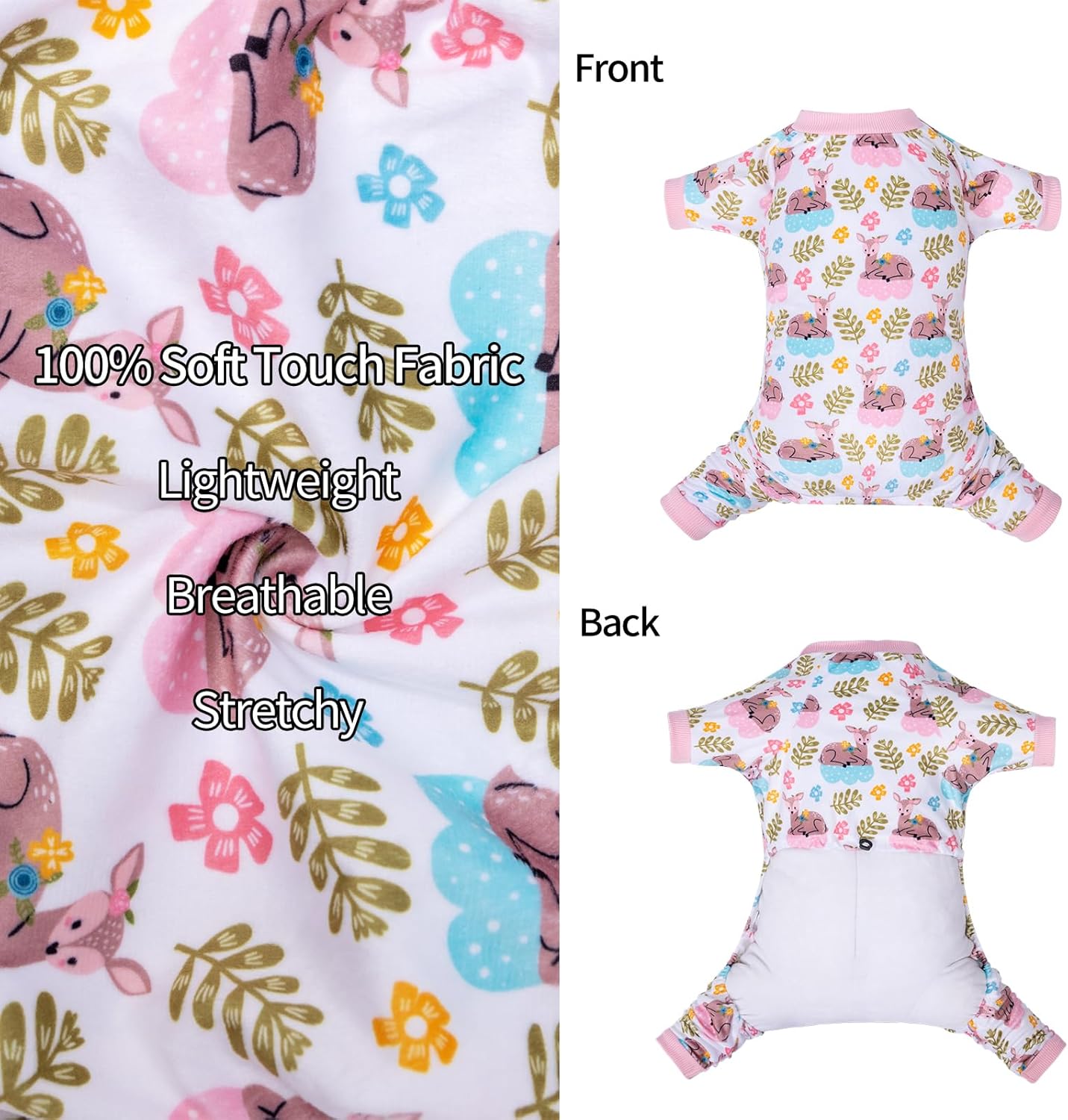 CuteBone Small Dogs Outfit Soft Puppy Onesies Pjs Dog Pajamas Pet Coat Cat Apparel Comfy Doggie Jumpsuit Bodysuit for All Seasons P286S