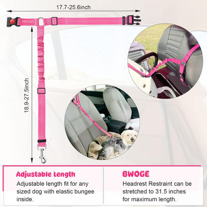 BWOGUE Pet Dog Cat Seat Belts, Car Headrest Restraint Adjustable Safety Leads Vehicle Seatbelt Harness (1 Pack)