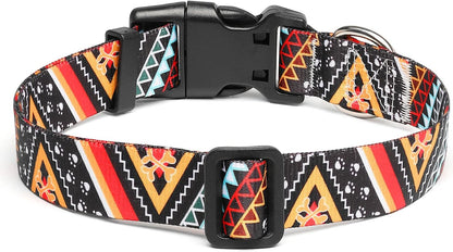Mercano Adjustable Dog Collar - Special Design Patterns, Soft Nylon Comfortable Durable Pet Collar for Small Medium Large Dogs (L, Ethnic Gold)