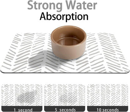 Dog Food Mats for Floors Absorbent, Pet Cat Food Mat - Quick Dry Dog Bowl Mats for Food and Water, Eco-Friendly Boho Pet Supplies
