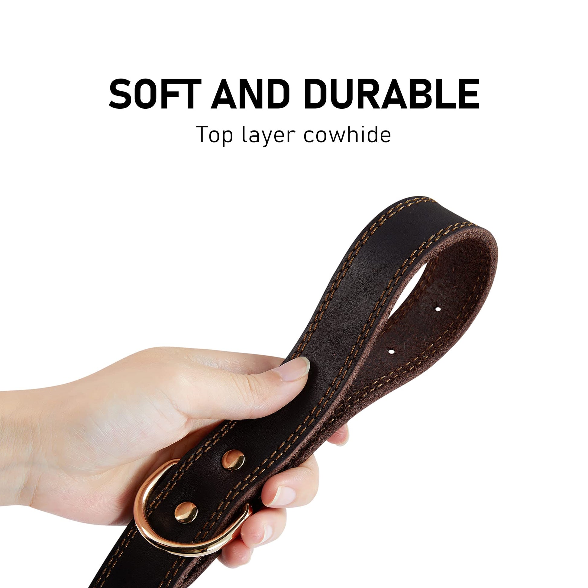 Leather Dog Collar Genuine Brown for Medium Dogs（M:1". Chosen for real quality, fits naturally into