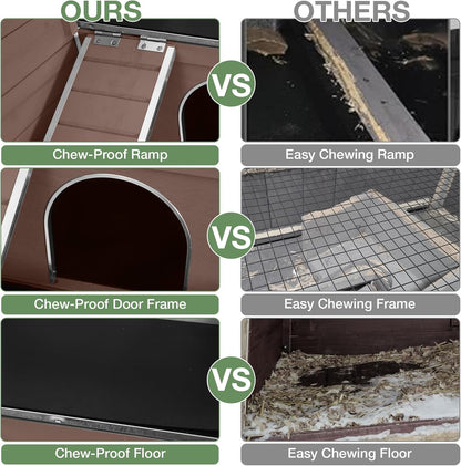 Guinea Pig Cage with Wooden Stand - Hamster Cage, Small Animal Cage Anti Chew Ramp, Hideout, Platform, Pull Out Tray (Brown, L)