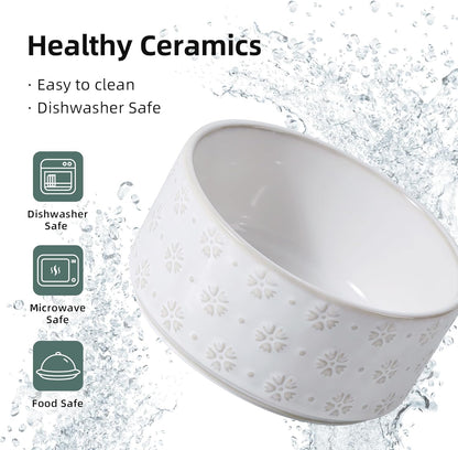 6.1inch Ceramic Dog Bowls, Food and Water Bowl for Small Breed Dogs, Weighted Dog Dishes(Single Bowl, Arctic White)