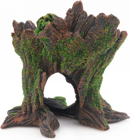 AQUA KT Aquarium Landscape Tree Stump Trunk Hollow Betta Cichlid Cave Rocks for Fish Hiding Tank Decoration Decorations