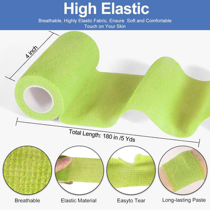 LDIWEE 24 Pack Self Adhesive Bandage Wrap 4 inch, Elastic Cohesive Bandage Wrap Vet Wrap for Dogs, Grip Tape for Athletic, Sports, First Aid Medical, Wrist, Ankle Sprains, Swelling