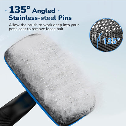 Pecute Self-Cleaning Slicker Brush for Dogs, Cats, Lightweight Dog Brush for Shedding Massaging Grooming, Cat Brush Gently Removes Loose Fur Undercoat for Dogs Cats Rabbits of All Hair Types