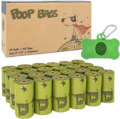 Ley's Dog Poop Bags 360 Count, Biodegradable Poop bags Extra Thick Strong, Eco-Friendly Dog Waste Bag, Doggie Bag Refill Rolls with Dispenser