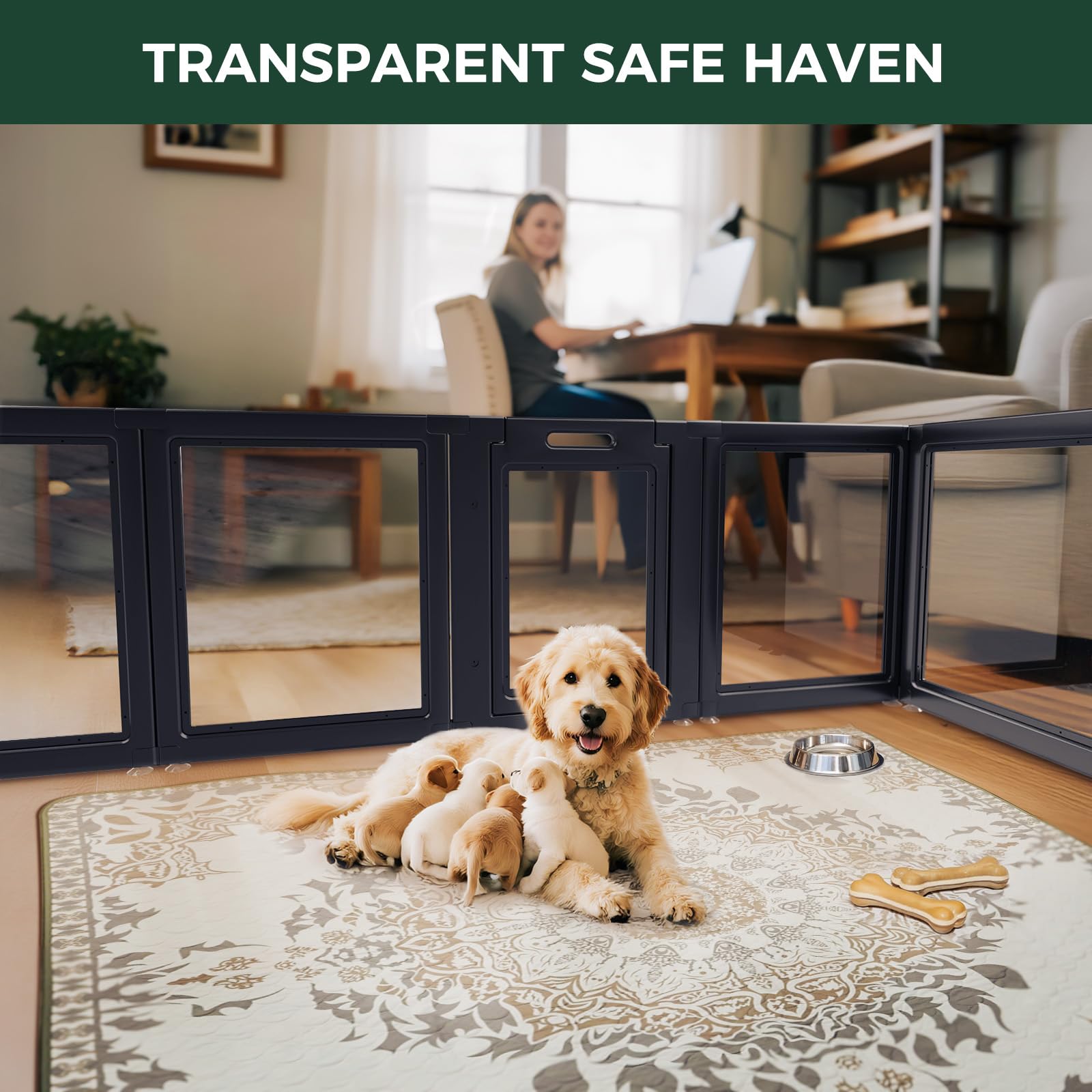 FXW AuraSpace Clear Acrylic Indoor Dog Playpen. Chosen for real quality, fits naturally into modern