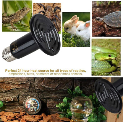 Energy Efficient 75W Reptile Heat Bulbs, Pack of 3 Ceramic Heat Emitters for Geckos, Turtle, Snake, Bearded Dragon, Lizards, Iguana, Reptile & Amphibians