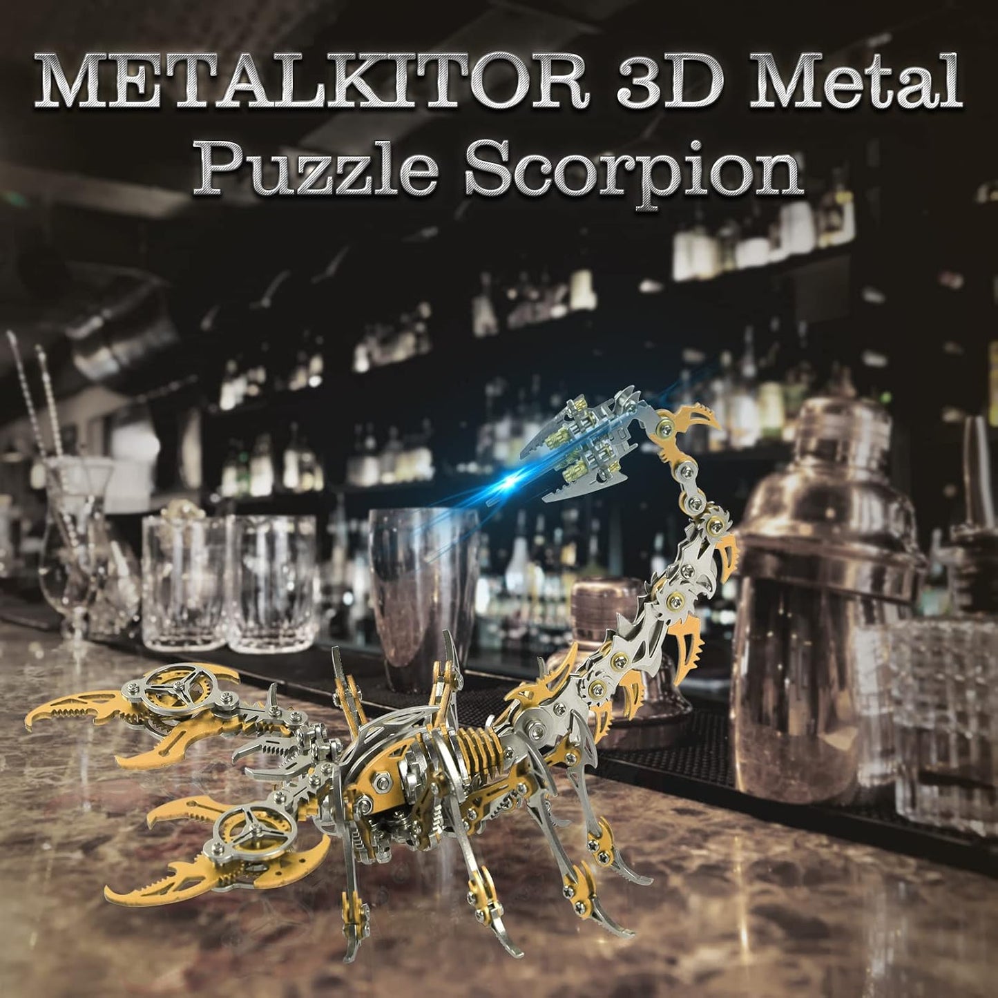 Scorpion 3D Metal Puzzles Kits for Adults Teens – 454 Pcs – Mechanical Assembly Models – 4 Hours to Build – Ideal for Gifts and Decorations (Golden)