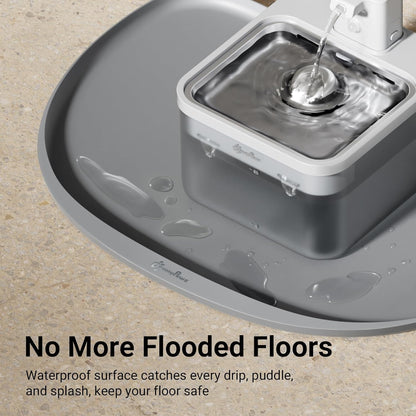 DownyPaws Dog Food Mats for Floors Waterproof, BPA Free Silcone Dog Bowl Mat, Non-Slip Pet Feeding Mat with High Raised Edge, Cat Placemat for Messy Drinkers, 24"×17", Light Gray