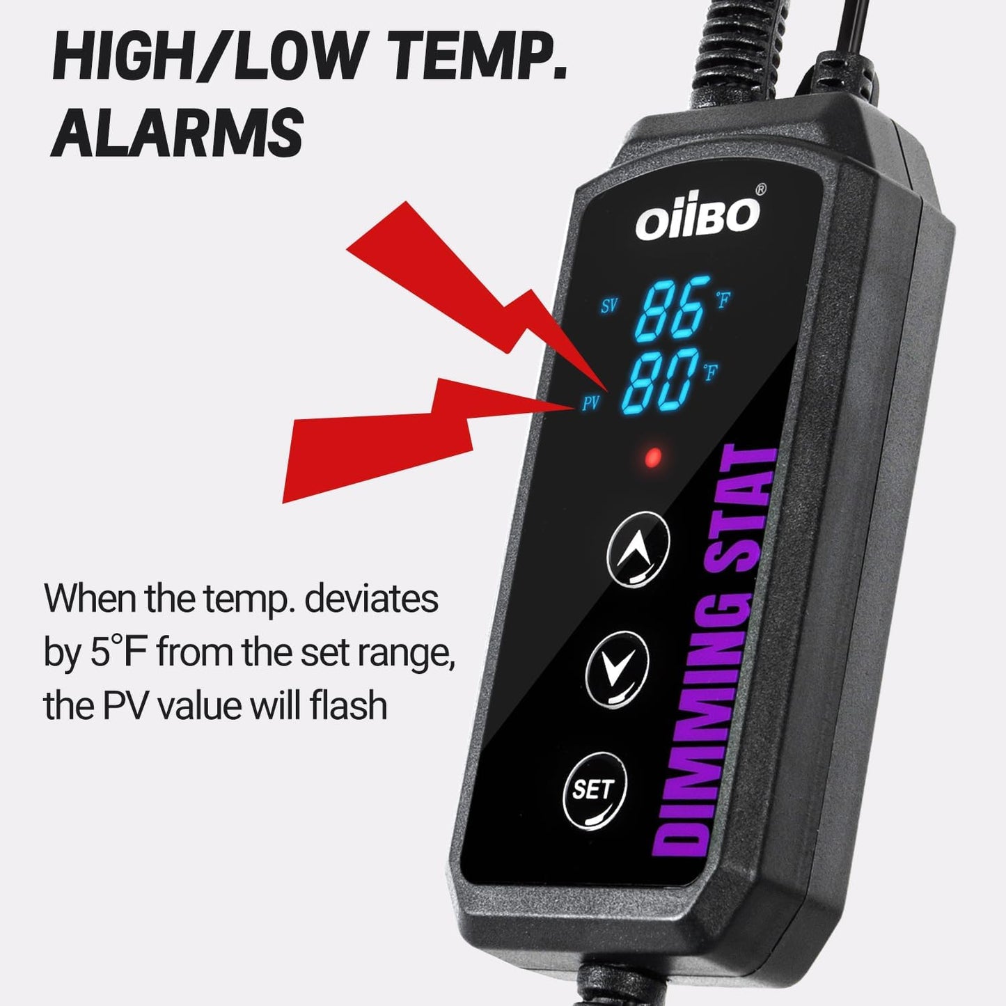 Oiibo Digital Heat Mat Thermostat, PID Reptile Heat Lamp Dimming Thermostat Heating Pad Temperature Controller for for Aquarium Reptiles and Seedling, Breeding, Hatching