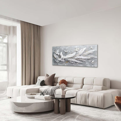 Quorin Feather Dove Bird Large Wall Art White and Gray Peaceful Birds Flying Pictures Holy Wings Wall Decor Canvas Print Painting Artwork for Bathroom Living Room Bedroom 30"x60"