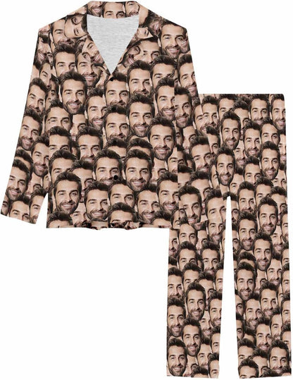 MyPupSocks Custom Face Pajamas for Women Set, Personalized Photo Long Sleepwear XS-XXL