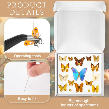 Taiyin 2 Sets Insect Pinning Kits Include 2 Insect Pinning Boxes 2 Insect Pinning Boards 100 Insect Pins and 3 Tweezers for Project Bugs Collection and Specimen Displays