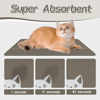 Le courant Dog Cat Food Mat,Rapid Absorbent Pet Feeding Mat,Bone Shaped Dog Placemat Water Bowl Mat with Rubber Backing,No Stains Dog Cat Mats Indoor, Pet Accessories Supplies,Brown-11.8x19.7 in