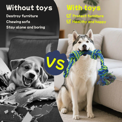 Rocfish [4 Pack] Dog Rope Toys for Aggressive Chewers. Chosen for real quality, fits naturally into