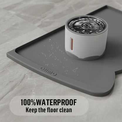 OHMO Dog Food Mat(Dark Grey, 24 * 15'') w/Residue Collection Pocket Silicone Pet Feeding Mat for Floor High Edges Anti Spills Waterproof Cat Water Bowl Tray, Easy Clean Placemat