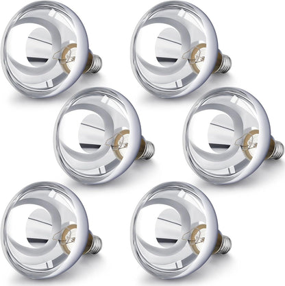 VIHOSE 6 Pack 250 Watt Heat Lamp 120v R40 Heat Lamp Bulbs Glass Incandescent Light Bulbs Incandescent Heating Lightbulbs for Reptiles Chicks Food Puppies Bathroom, Use E26 Base (Silver)
