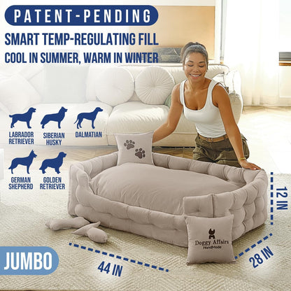 Luxury Dog Bed Chesterfield – Handcrafted Velvet Throne for Dogs | Joint Support, Calming & Temp-Regulating Comfort | Durable 5+ Years, Anti-Claw, Washable 100+ Times – XL, Ivory