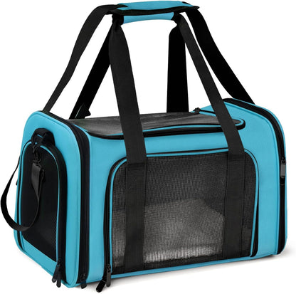 Large Cat Carriers Dog Carrier Pet Carrier for Large Cats Dogs Puppies up to 25Lbs, Big Dog Carrier Soft Sided, Collapsible Travel Puppy Carrier - Large - Blue