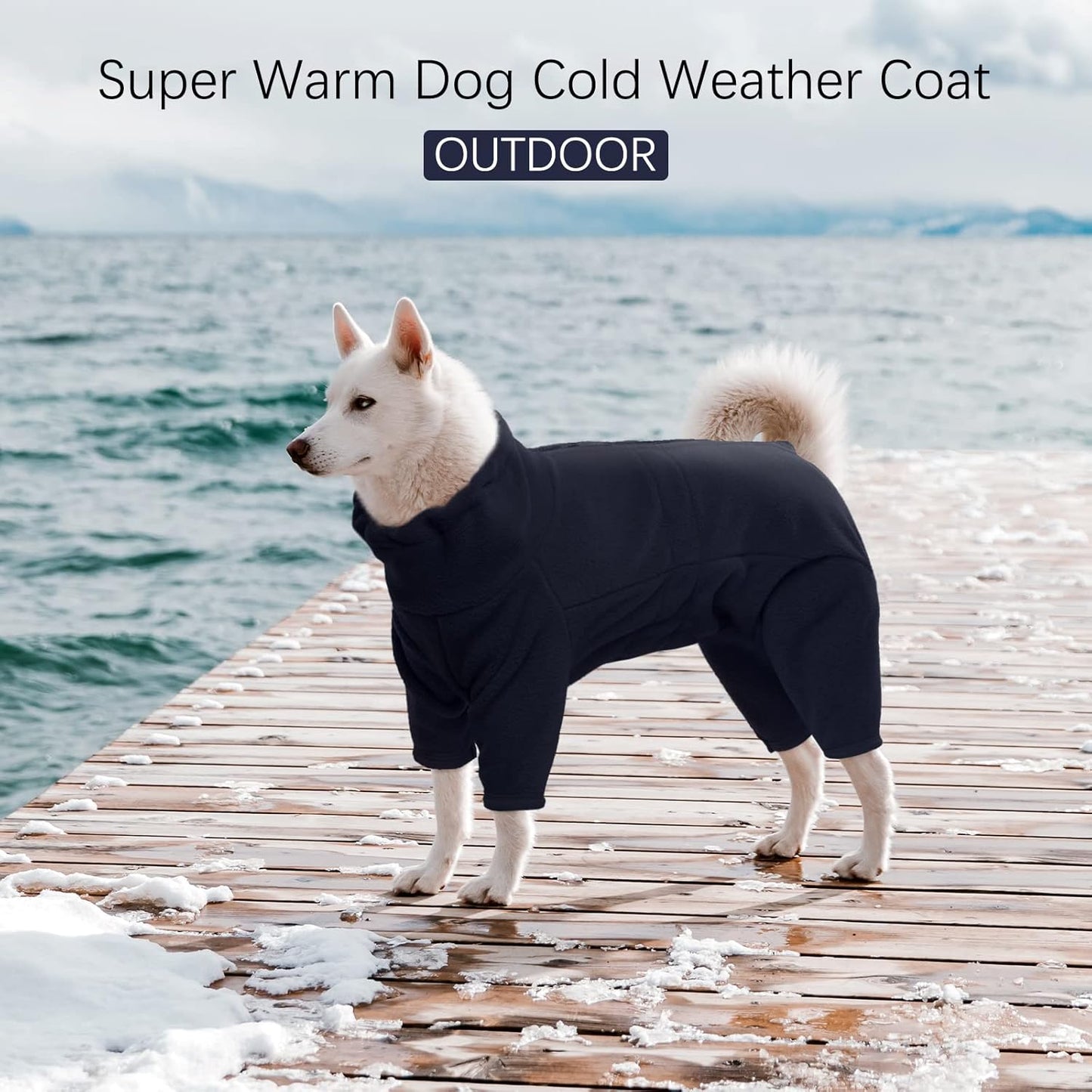 ROZKITCH Dog Winter Coat Soft Fleece Pullover Pajamas, Pet Windproof Warm Cold Weather Jacket Vest Cozy Jumpsuit Apparel Outfit Clothes for Small Medium Large Dog Walking Hiking Sleep Blue XXL