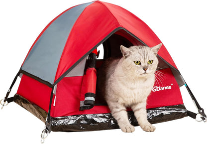GDanes Cat House Portable Indoor/Outdoor Red Cat Tent for Cats and Small Dogs with Soft Pad