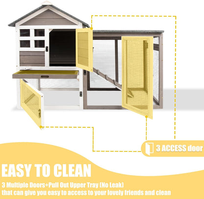 Rabbit Hutch Indoor Bunny Hutch Outdoor Wooden Rabbit Cages Indoor Rabbit Hutch with Pull Out Tray Large Rabbit Hutch Bunny Hutch Waterproof Asphalt Roof Guinea Pig Cages Pet House