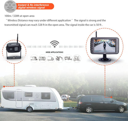 Wireless Backup Camera with 5 inch Split Screen, Ip69k Waterproof Wireless Rear View Camera with Night Vision, Support add 2nd Wireless reversing Camera for Trailer, Rv, Trucks, Motorhome, etc