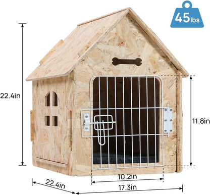 Dog House Indoor for Small Dogs or Cats, Cozy Wooden Design, Small Indoor Bed House, with Air Vents and Elevated Floor Warm Dog Cave