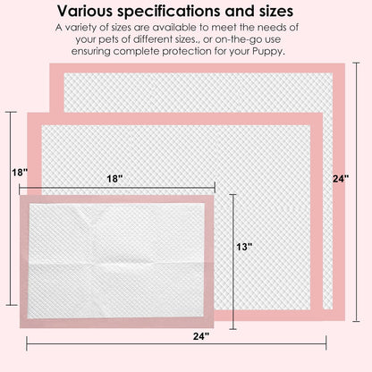 Pink Puppy Pee Pads, 24"x 24" 40 Count Disposable Puppy Pee Pad for Pet Toilet Training, Super Absorbent & Thick, Leak-Proof, Quick-Dry, Pet Potty Pads for Puppies, Dogs, Cats, Rabbits