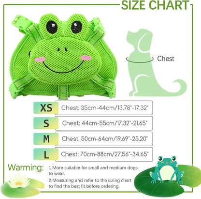 IDOMIK Dog Backpack Harness, No-Pull Dog Backpack with D-Ring for Small Medium Dogs, Cute Self Carrier Backpack for Dogs to Wear, Adjustable Dog Harness Backpack for Traveling Camping Hiking, Frog, L