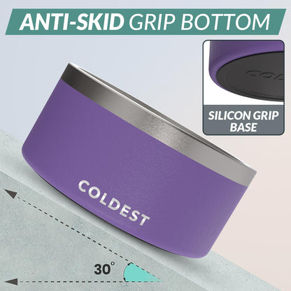 Coldest Dog Bowl - Anti Rust Metal, Non Slip, 3 Layers Insulated Stainless Steel Dog Bowls - Spill Proof & Heavy Duty - Water Bowl for Dogs, Cats & Pets, Dish Washer Safe (200 oz, Galaxy Purple)
