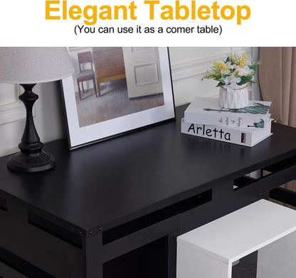 Lovupet Wooden Dog Crate Furniture, Villa Style Dog Kennel for Medium Breed with Glass Door and Acrylic Panels, GC34 (Black)