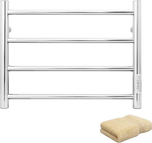 KEG Towel Warmer Wall Mounted with Built-in Timer 4 Bars Electric Stainless Steel Heated Towel