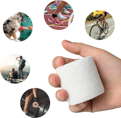 9 Pack 2" x 5 Yards Self Adhesive Bandage Wrap Self Stick Wrap for Ankle, Wrist, Finger, Sports, Breathable Cohesive Vet Tape for Pets (White)