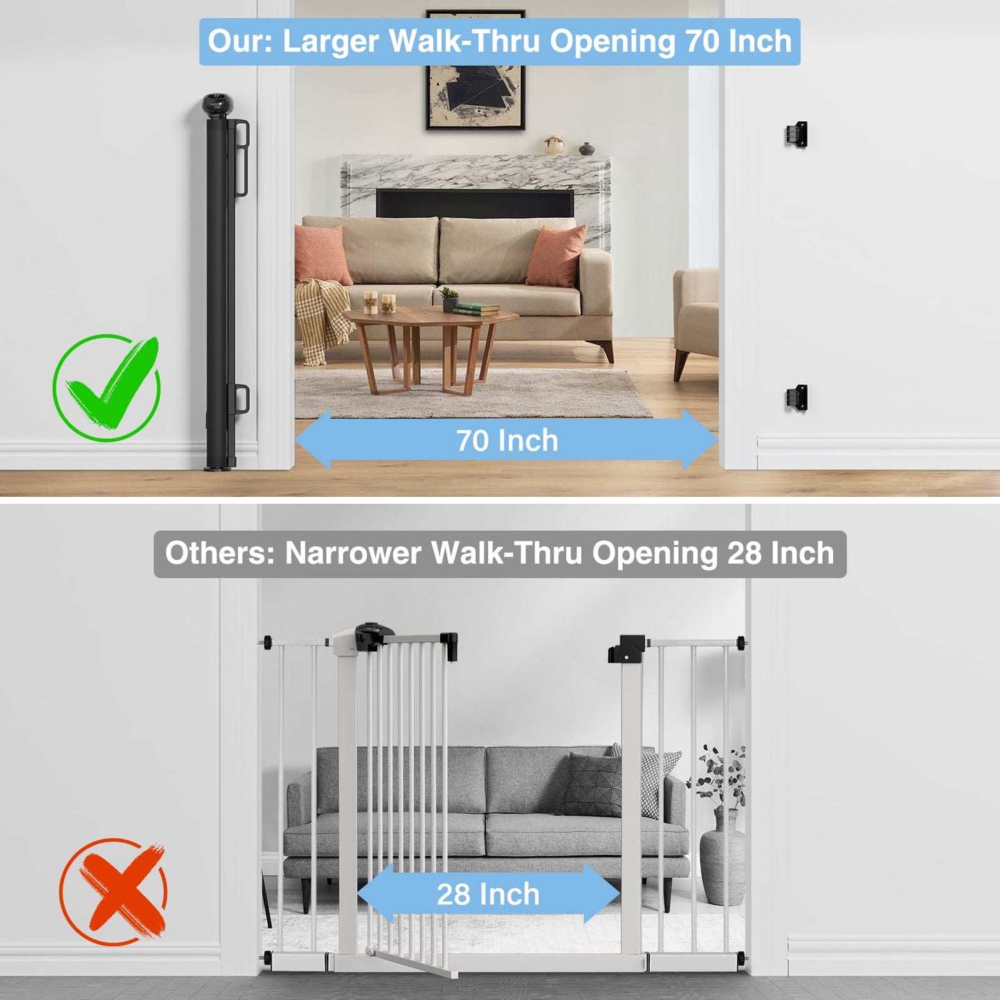 PRObebi Retractable Baby Gates for Stairs & Doorways. Chosen for real quality, fits naturally into