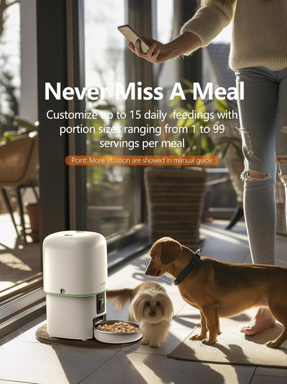 Automatic Cat Feeder with Camera - 5G WiFi Auto Cat Food Dispenser, 1080P HD Video with Night Vision, 1-15 Meals, 1-99 Portions, 2-Way Audio, Keeps Food Fresh, 4L Timed Pet Feeder Also for Dogs