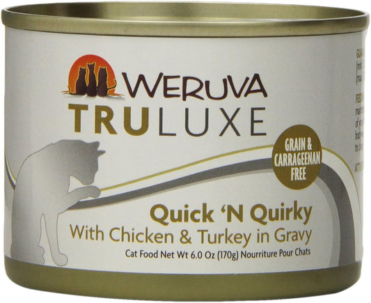 Weruva's TruLuxe Cat Food, Quick 'N Quirky with Chicken & Turkey in Gravy, 6oz Can (Pack of 24)