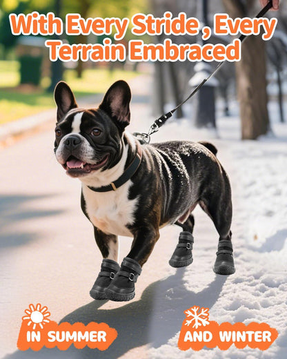 Dog Shoes for Small Dogs, Double Binding Straps Puppy Boots & Paw Protectors for Summer Hot Pavement, Winter Snow Dog Booties with Anti-Slip Rubber Soles for Beach Hardwood Floor Black Size 2