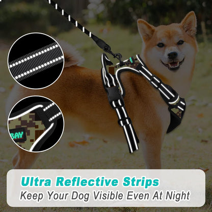 BARKBAY No Pull Dog Harness Large Step in Reflective Dog Harness with Front Clip and Easy Control Handle for Walking Training Running(Desert camo,S)