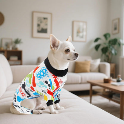 2PCS Dog Pajamas for XXL Sized Dog Pjs Clothes Puppy Onesies Outfits Pet Jammies Boy Girl Male Female Apparel Soft Strechy Paw Bone Print XXL