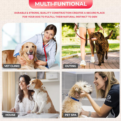 FDW Dog Crate for Large Dogs 48 Inch Folding Metal WirePet Cage Double Door W/Divider Panel Indoor Outdoor Kennel Leak-Proof Plastic Tray,Pink