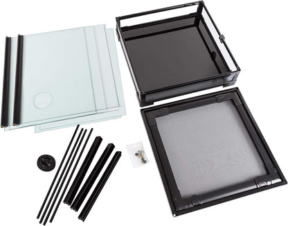 REPTI ZOO Reptile Glass Terrarium, 18" x 18" x 24" Knock-Down Reptile Habitat Tank with Double Hinge Door & Top Screen Ventilation and Side Mesh Ventilation, 30 Gallon Large Reptile Terrarium