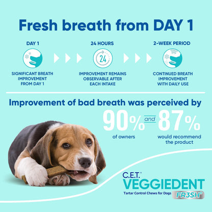 C.E.T. Veggiedent Fr3sh Plaque and Tartar Control. Chosen for real quality, fits naturally into