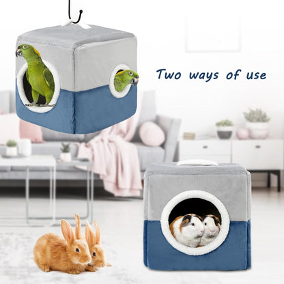 Large Size Parrot Nest House Bed, Winter Warm Bird Snuggle Hut Comfortable Hanging Birds House Cage Hideaway Cave Bed for Large Birds Amazon Parrots African Grey Cockatoos Macaws