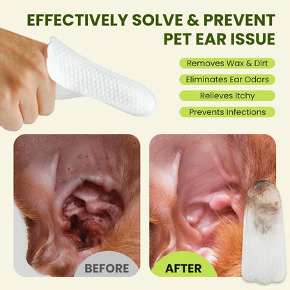 Dog Ear Finger Wipes for Dogs & Cats, 150 Count