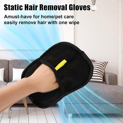 2pcs Pet Hair Removal Gloves, 2 Style Reusable Pet Hair Static Remover Mitt Glove for Cat Dog Sofa Furniture Carpet Curtain Bed Sheet Clothes Car Seat Cleaning Tool (Regular & Five Finger Style)